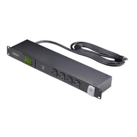 StarTech.com 16-Outlet Horizontal Rack Mount Metered PDU, 1U Server Power Strip w/Surge Protector, 8ft/2.4m Power Cable, TAA
