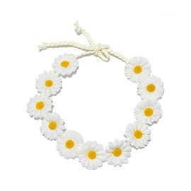 Lofruiin Women's Bohemian Sunflower Headband 60s Hippie Band Daisy Hairband Floral Headpiece (White, Pack of 1)