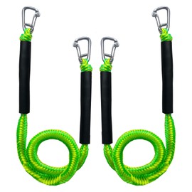 ZRSCHYG Líneas de muelle con dos clips de acero inoxidable, cuerda elástica con flotador de espuma para moto acuática, pontón, acoplamiento, kayak, accesorio profesional de barco, verde, 6 pies, paquete de 2
