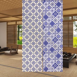 LIGICKY Noren Doorway Curtain Japanese Style Long Type Door Tapestry Chinese Floral Pattern Boho Window Treatment Panels for Home Decoration 85 x 150 cm