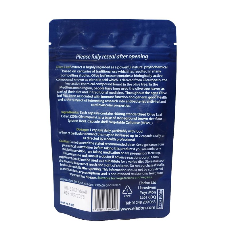 Olive Leaf Extract 400mg | Standardised to 20% Oleuropein |