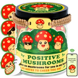 60 Positive Mushroom Cards Jar, Daily Affirmation Cards For Women, Girls - Emotional Support Mushroom - Mushroom Gifts for Womens, Coworkers, Besties - Birthday Gift for Women, Teen Girl Gifts Trendy