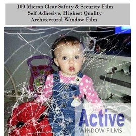 Clear Safety & Security Window Film (Anti Shatter Glass Protection) (100cm x 1 metre - 10 metre) (100cm x 1 metre)