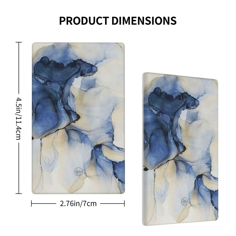 Navy Blue Marble 1 Gang Wall Plate Single Blank Light