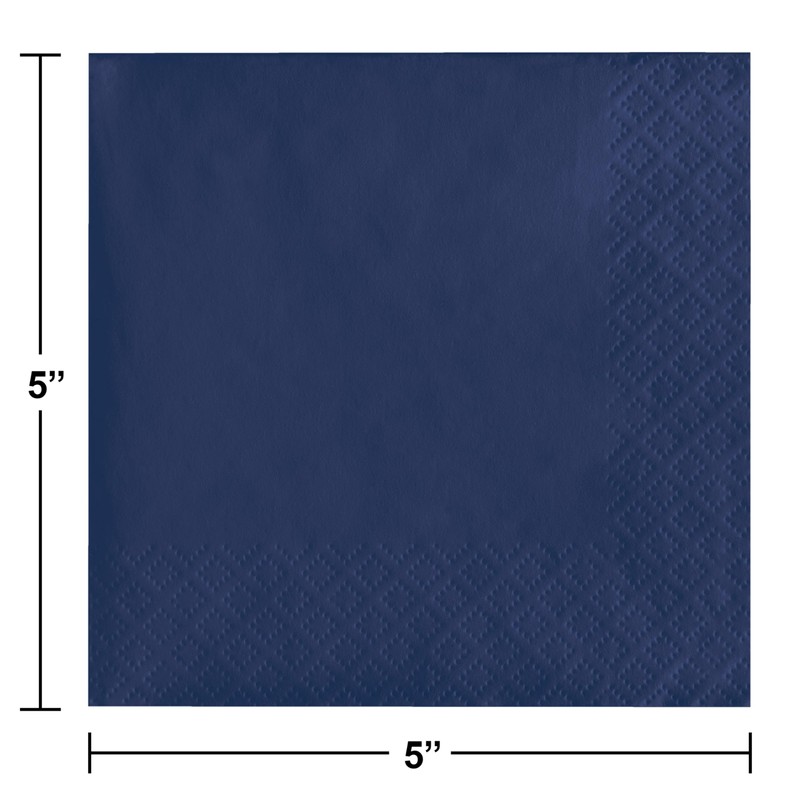 Creative Converting Cocktail/Beverage Napkins, Navy Blue (571137B)
