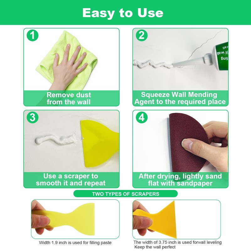 Drywall Repair Kit, 2 Pcs Spackle Wall Repair Patch Kit