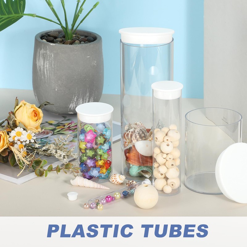 sourcing map Transparent Plastic Storage Tubes, 2" x 8"(50x200mm) Polycarbonate