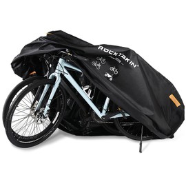Bike Cover for 2 or 3 Bikes Outdoor Waterproof, 300D Oxford Heavy Duty Bicycle Cover Rain Dust UV Wind Proof Bike Tarp with Reflective Strips Storage Bag for Mountain Road Electric Bike