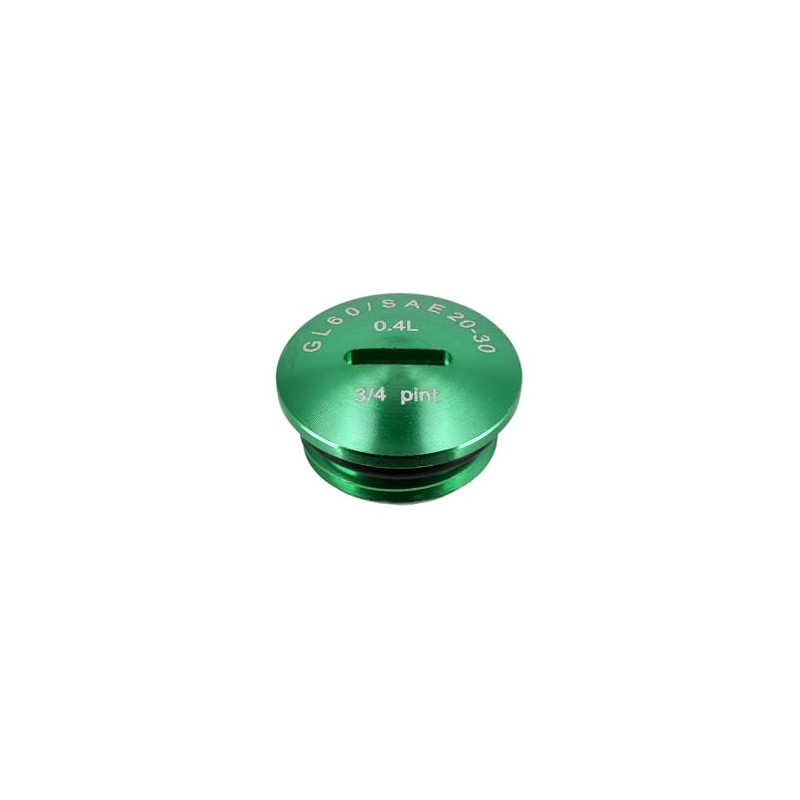 Locking screw, green, anodised aluminium (oil filler opening) with O-ring