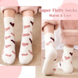 Ecohaso Fluffy Socks for Women and Girls Warm Bed Socks 5 Pairs, Ladies Winter Cosy Fuzzy Thermal Socks Ladies Thick Fleece Socks Ideal Christmas Gifts for Women