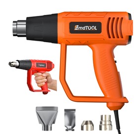2000W Electric Hot Air Heat Gun with 4 Nozzles, Heavy Duty Hot Air Gun Kit 300℃ - 600℃ Dual-Temperature Settings, Overload Protection, Hot Air Gun for Crafts, Shrink Wrapping, Paint Removing, Orange