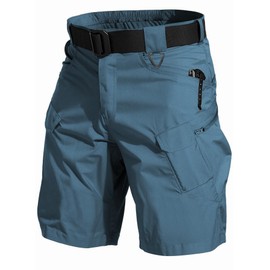 AUTIWITUA Men's Hiking Cargo Shorts Quick Dry 9" Lightweight Tactical Work Shorts with Pockets(No Belt) Blue