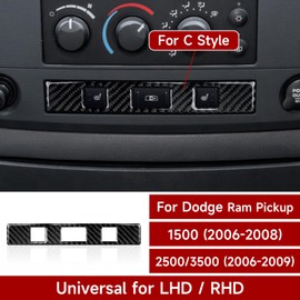 BRMYL Seat Control Panel Decals for 2006 2007 2008 Dodge Ram 1500 2500 3500 Accessories Carbon Fiber Interior Stickers, C
