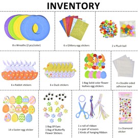 AFYHH Easter Craft Set Children's Easter Decoration – 8 Pieces Easter Wreath Craft Spring Decoration Craft Set Easter Gifts Children Easter Pendant Decoration Creative Crafts Hand Easter Decoration