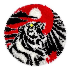 NEWHOOK Latch Hook Kits for Kids DIY Rug Mat Crochet Yarn Kits for Adults Tapestry Kits Home Decor Kits with Tiger Printed Canvas Carpet Needlework Seat Cushion Creative Gift 19'' X 19'' (Tiger)