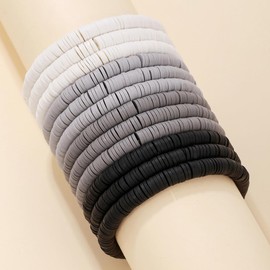 HYHONEY 12pcs Friendship Bracelets Beaded Bracelets Heishi Bracelet Cute Bracelets Stack Vinyl Clay Disc Bead Surfer Stretch Summer Beach Bracelets For Women Preppy Bracelets, adjustable, Clay, Vinyl,