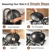 WANGYUANJI 12.6" Iron Wok with Lid, Flat Bottom Nonstick Wok