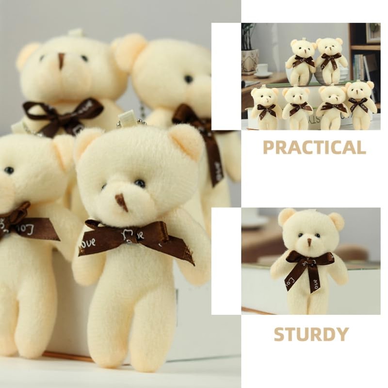 ERINGOGO 10 PCS Cartoon Bear Plush Toy DIY Bear Bowtie