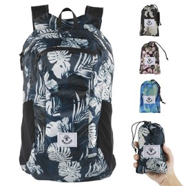 4Monster Water Resistant Foldable Backpack, Packable Hiking Daypack, Ultralight Travel Backpack, Suitable for Outdoor Sports, Camping, Backpacking, Shopping Leaf White-24L