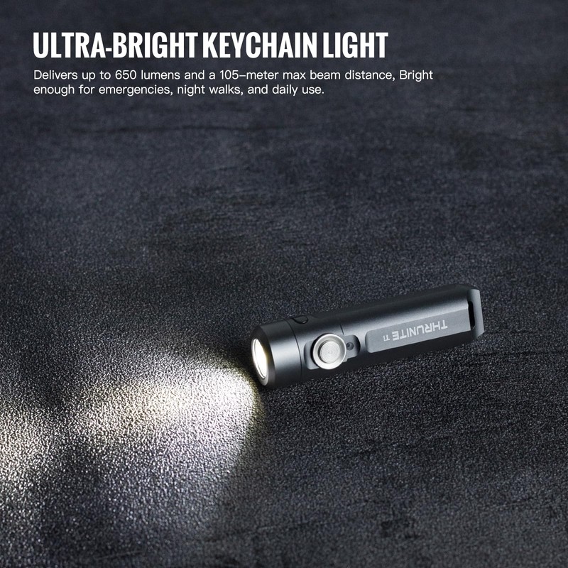 ThruNite Ti Mini Keychain Flashlight, USB-C Rechargeable EDC Pocket Light,