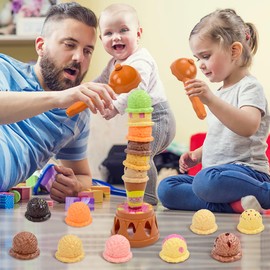 Ice Cream Toys, 20 Pieces Ice Cream Play Set with Two Scoops for Toddlers 3-5, Pretend Play Toys, Preschool Learning Activities, Montessori Toys for Kids 3+ Year Old