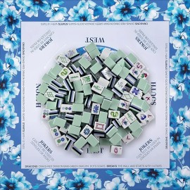 4-layer Professional Mahjong Tiles American Set 160-tile Pale Blue Acrylic Heavyweight Azure Bloom Boutique EditionColor: Blue Mahjong Mat