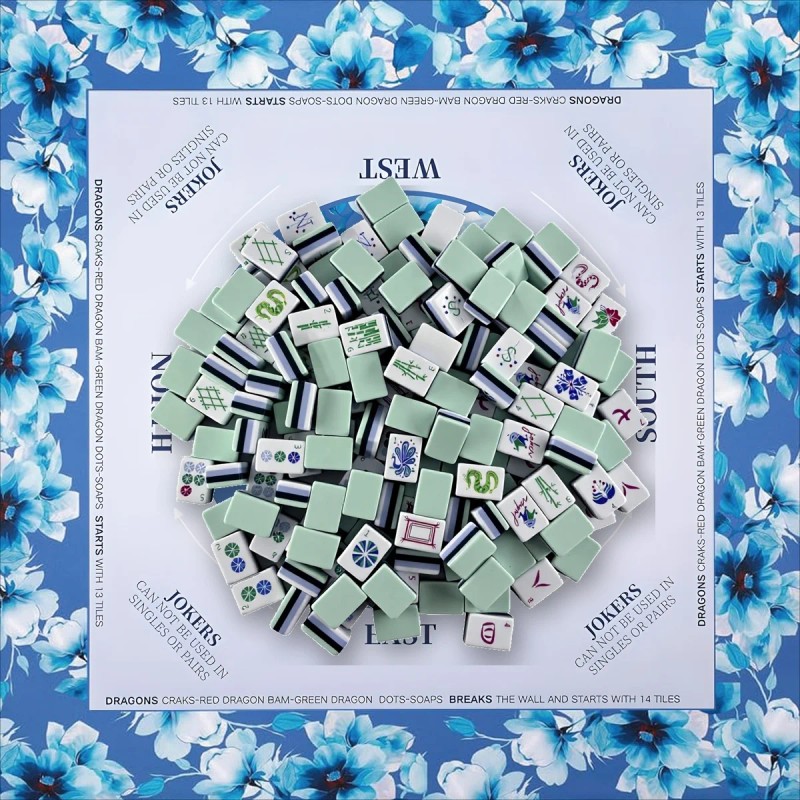 4-layer Professional Mahjong Tiles American Set 160-tile Pale Blue Acrylic