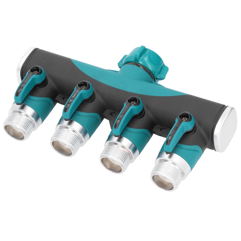 4 Way Hose Splitter Metal Valve Water Distribution Controller Connector