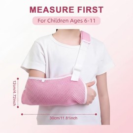 Breathable Kids Arm Sling, Adjustable Child Arm Sling for Wrist Elbow & Shoulder Support, Lightweight Arm Support Sling for Recovery (32 x 13 cm)
