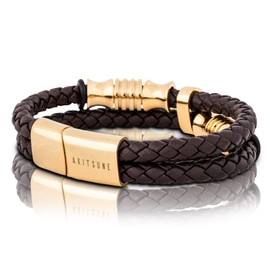 Akitsune Gracilitas Leather Bracelet Women's Stainless Steel Magnetic Men's Bracelet, Stainless Steel, Without Stone