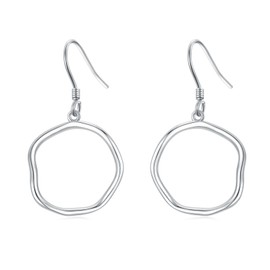 Moonstone Single Circle Drop Earrings for Women Minimalist Sterling Silver Hypoallergenic Irregularly Round Dangle Earrings for Girls Birthday Anniversary Christmas Gifts