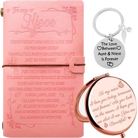Niece Gifts from Auntie,Gifts for Nieces from Aunt,Niece Journal from Aunt,Niece Keychain,Niece Mirror