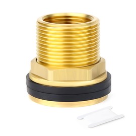 GASHER 1 x Brass 1-1/2 Inch Female 2 Inch Male BSP Bulkhead Tank Connector Adapter Fitting with Rubber Ring