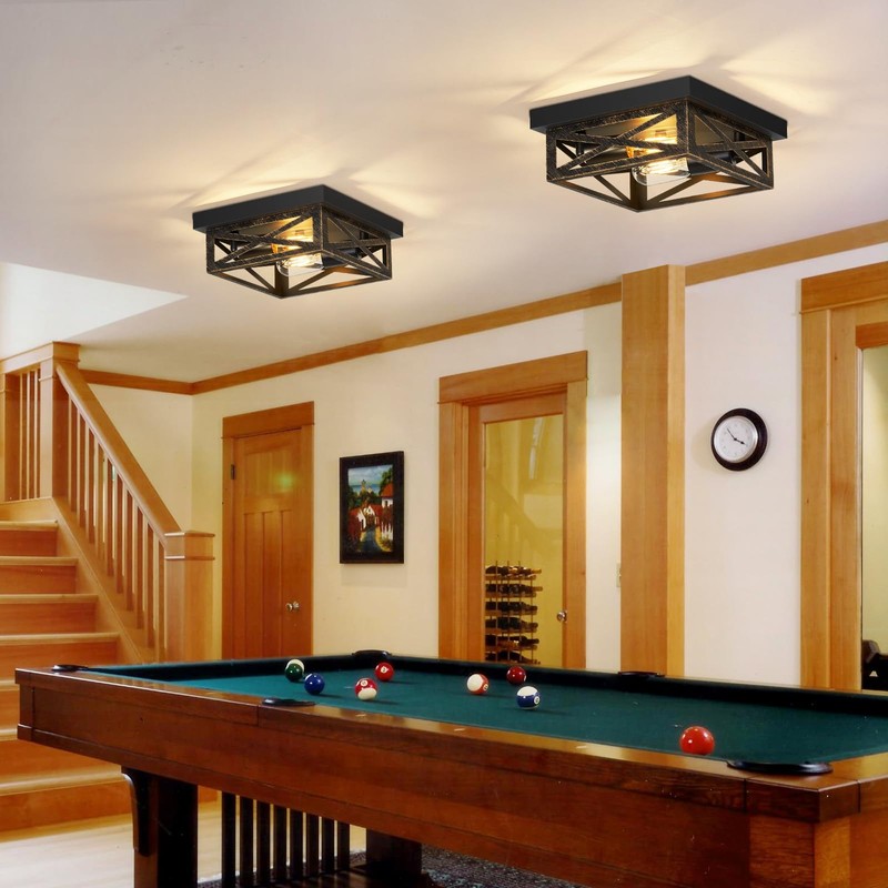 ZHU YAN 2 Pack Farmhouse Flush Mount Ceiling Light,Rustic Flush