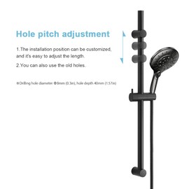 OFFO Shower Slide Bar 27 Inches Adjustable Installation Distance 15-26 Inches with 360° Adjustable Handheld Shower Head Holder for Bathroom, Screw Wall Mounted, Matte Black