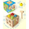 Wooden Montessori Toys for Toddlers, Shape Sorting Cube Fine Motor