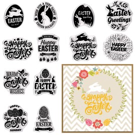 Easter Words Clear Rubber Stamps for Card Making Decorative Easter Words Bunny Rubber Transparent Silicone Stamp for DIY Scrapbooking Supplies Embossing Paper Card Album Decoration Craf