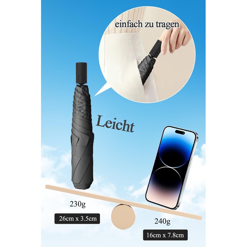 AKINOYAMA Compact Umbrella Small Automatic Open-Close Safety Easy to Use