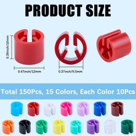 CRASPIRE 150Pcs 15 Colors Red Hanger Markers Clothing Hanger Size Markers Blank Plastic Small Column Black Colored Garment Tag Coding Clips for Wire Hangers Clothing Pants Number Hangers Accessories