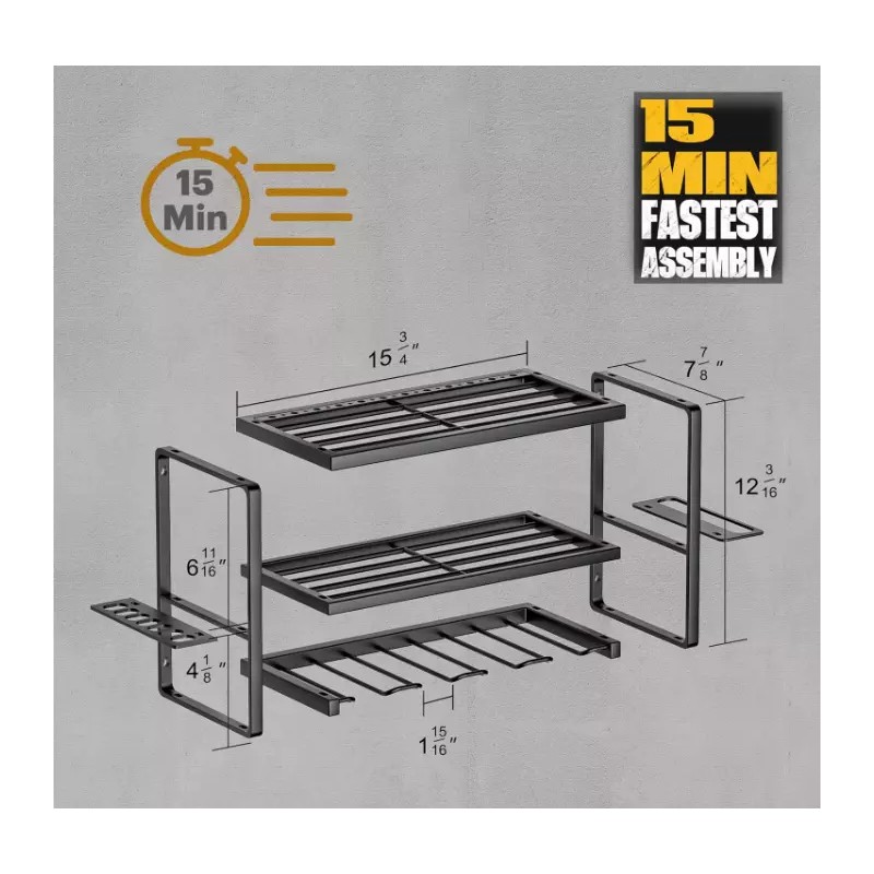 Amoowis Power Tool Organizer, Garage Shelving with 4 Drill Holder,