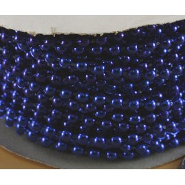 4mm Faux Pearl Plastic Beads on a String Craft Roll Metallic Royal Blue