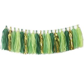 ZGjoy Tissue Paper Tassels Paper Tassels Garland Banner Table Decor Party Tassels Banner Wedding Birthday Baby Shower Nursey Party Decorations Supplies (20, Green Set)