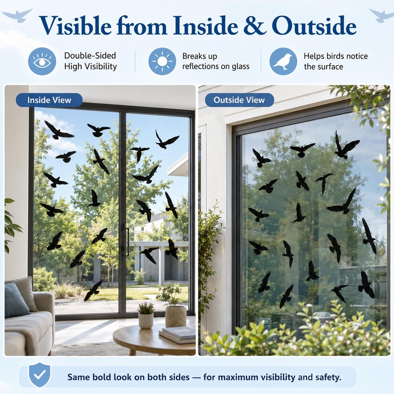 Qufiiry 37 Pack Anti-Collision Window Stickers for Birds, PVC Static