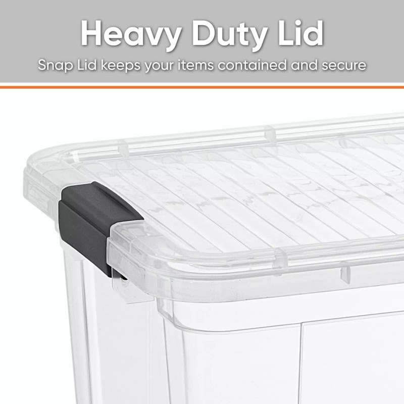 Superio Clear Storage Bins with Lids, 5 Pack- Plastic Storage
