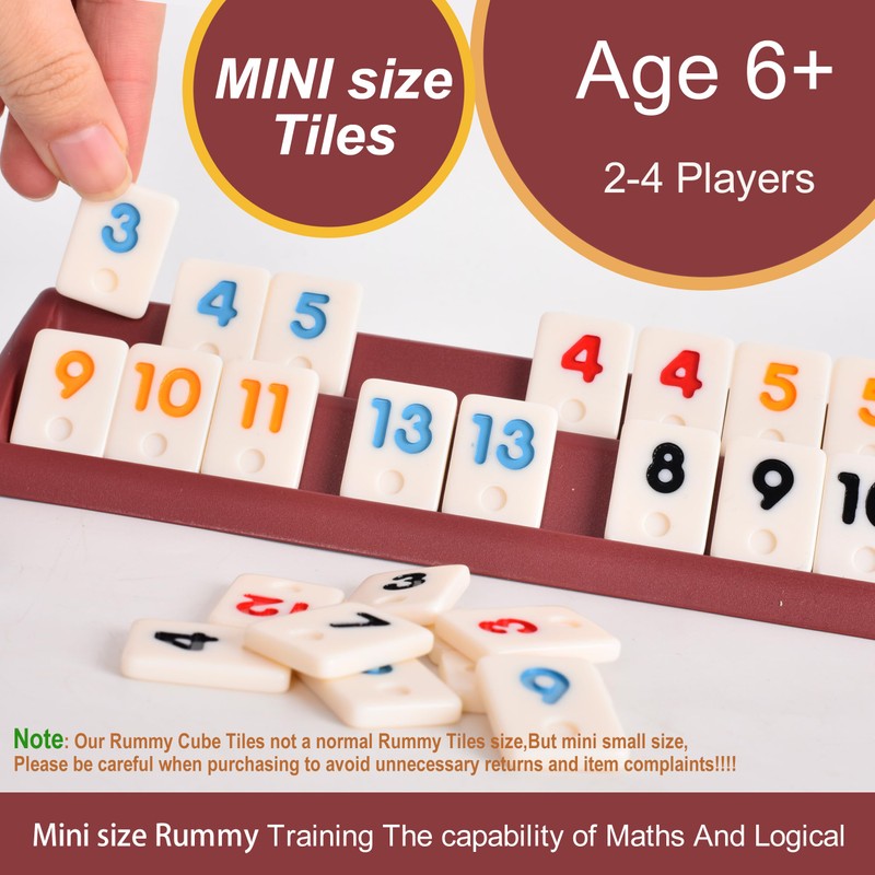 Smilejoy Mini Rummy Cube 4 Players Edition,Travel Rummy Game Set