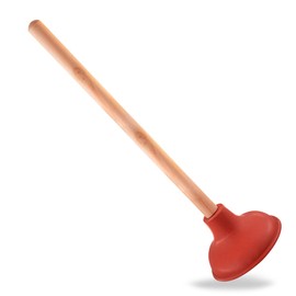 Supply Giant SU3249 Force Cup Rubber Plunger, with 18” Wooden Handle to Fix Clogged Sinks/Basins/Tubs