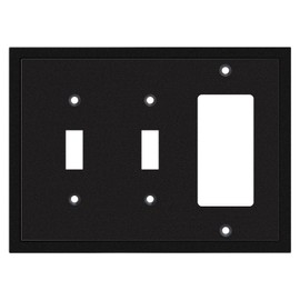 Modern Edge Decorative Wall Plate Switch Plate Outlet Cover, Durable Solid Zinc Alloy (Double Toggle/Single Decorator, Matte Black)