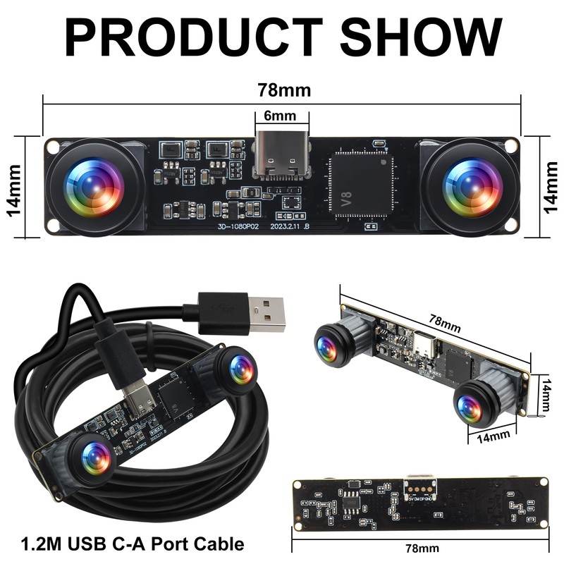 ELP 3D Stereo USB Camera 1080P 60fps High Speed Webcam