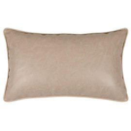 pillowerus Faux Leather Ivory 14"x24" Lumbar Pillow Case/Cushion Cover Modern Contemporary Design Decorative Throw Pillowcase with Piping for Home, Office Couch, Sofa, Chair