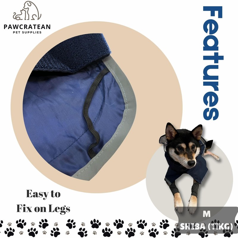 Pawcratean Dog Raincoat, Water Resistant, Adjustable, Cool Design (Dark Blue,